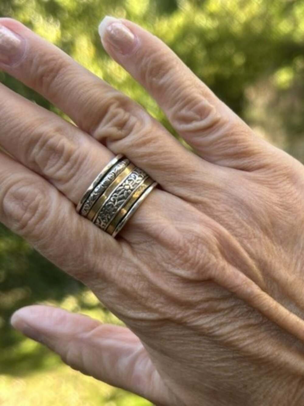 SILPADA 925 Sterling Silver Brass Twirl Spinner Wide Band RING R2293
